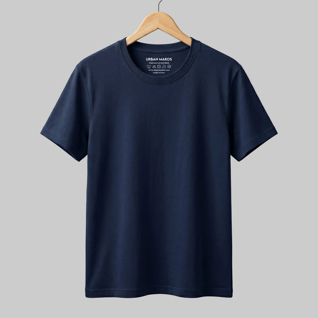 Urban Makos Essential Round Neck Tee - Navy Blue