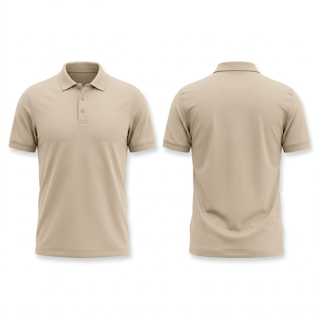 Urban Makos Beige classic polo front and back view