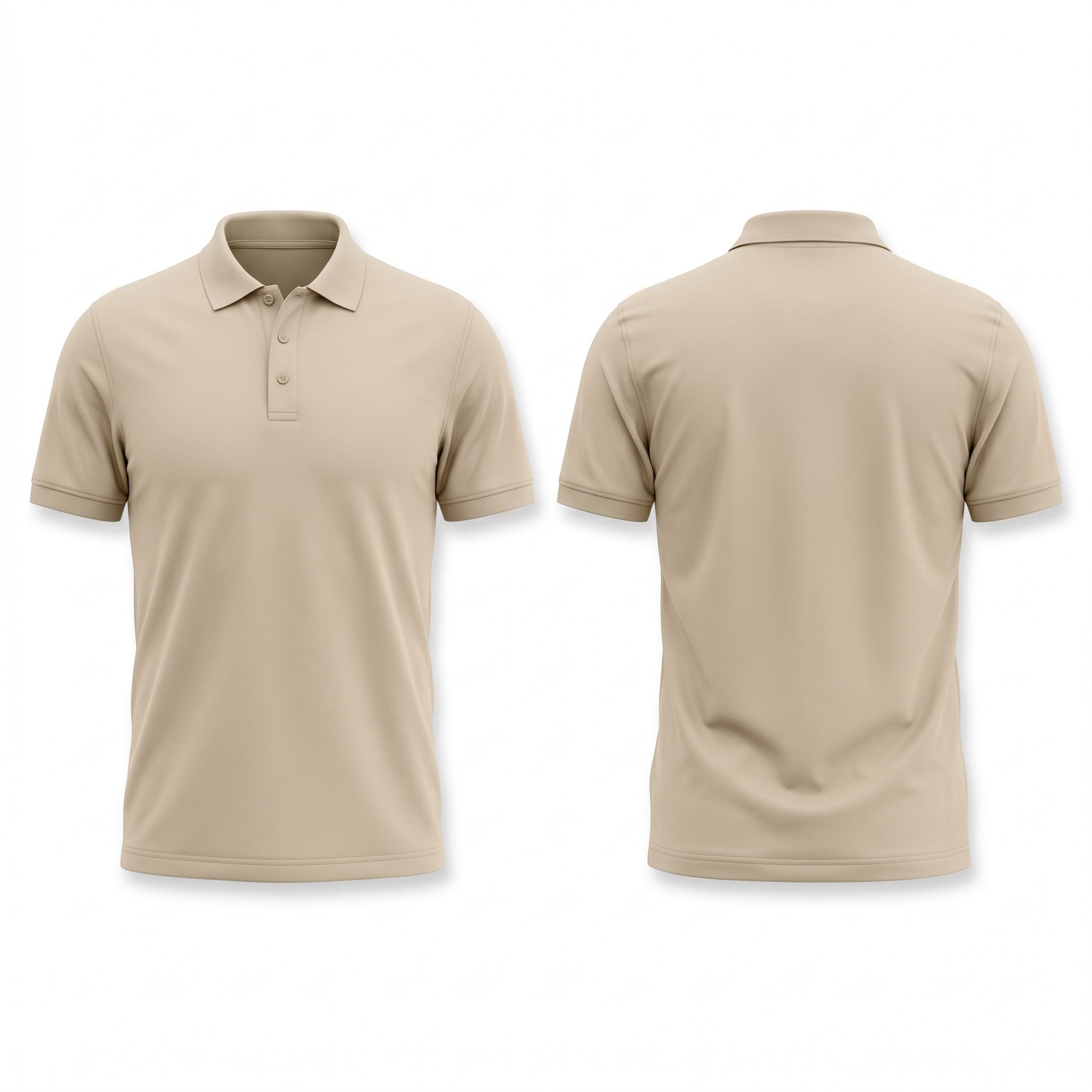 Urban Makos Beige classic polo front and back view