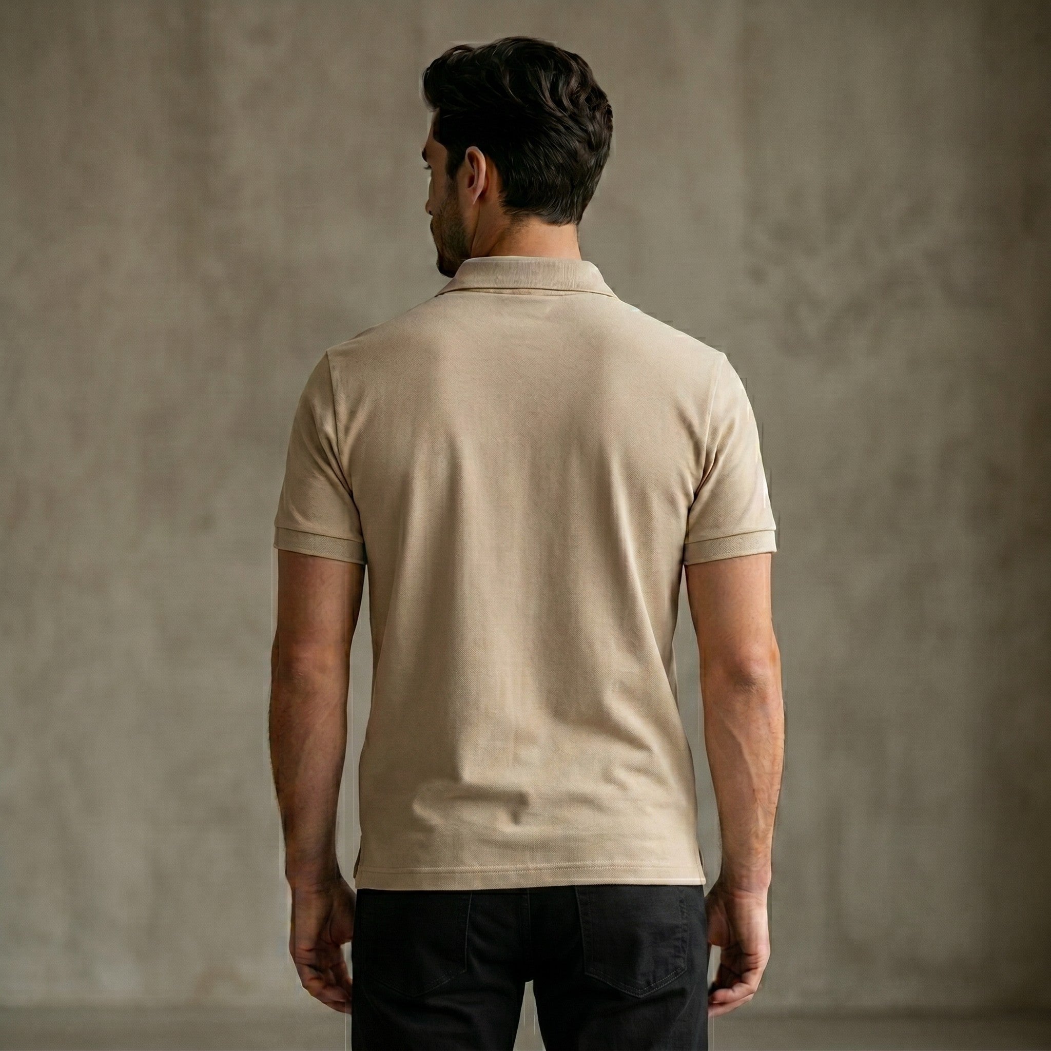 Urban Makos Beige classic polo back view