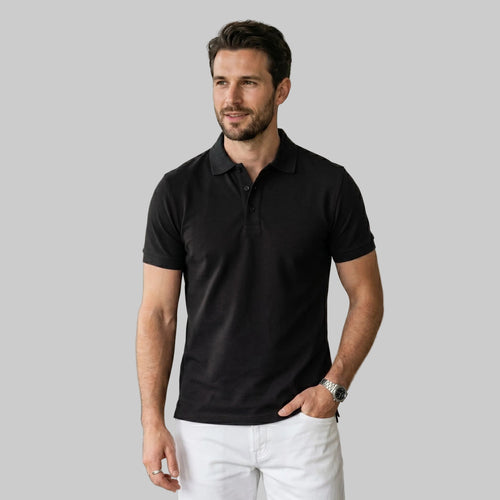 Urban Makos Black classic polo front view