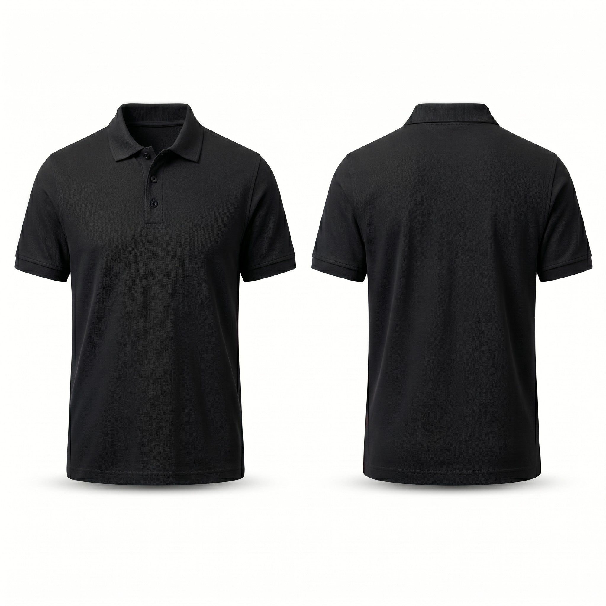 Urban Makos Black classic polo front and back view