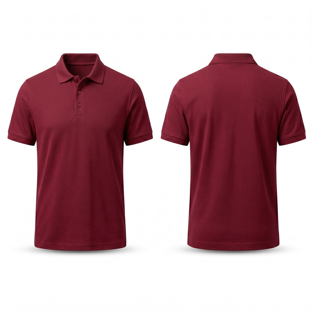 Urban Makos Maroon classic polo front and back view