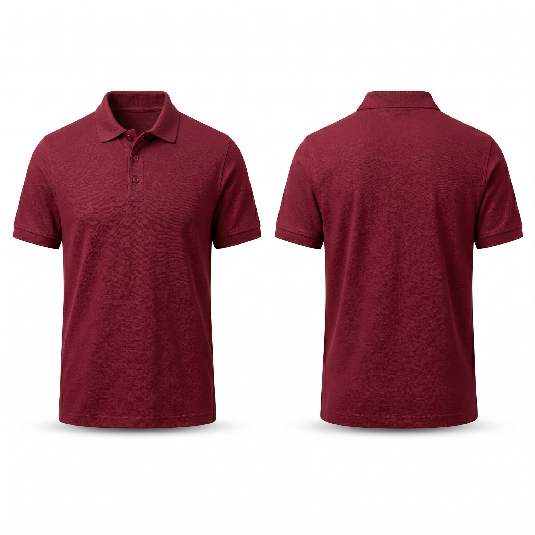 Urban Makos Maroon classic polo front and back view