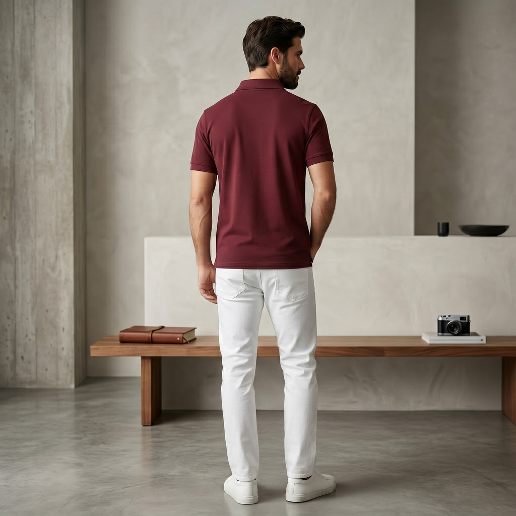 Urban Makos Maroon classic polo back view