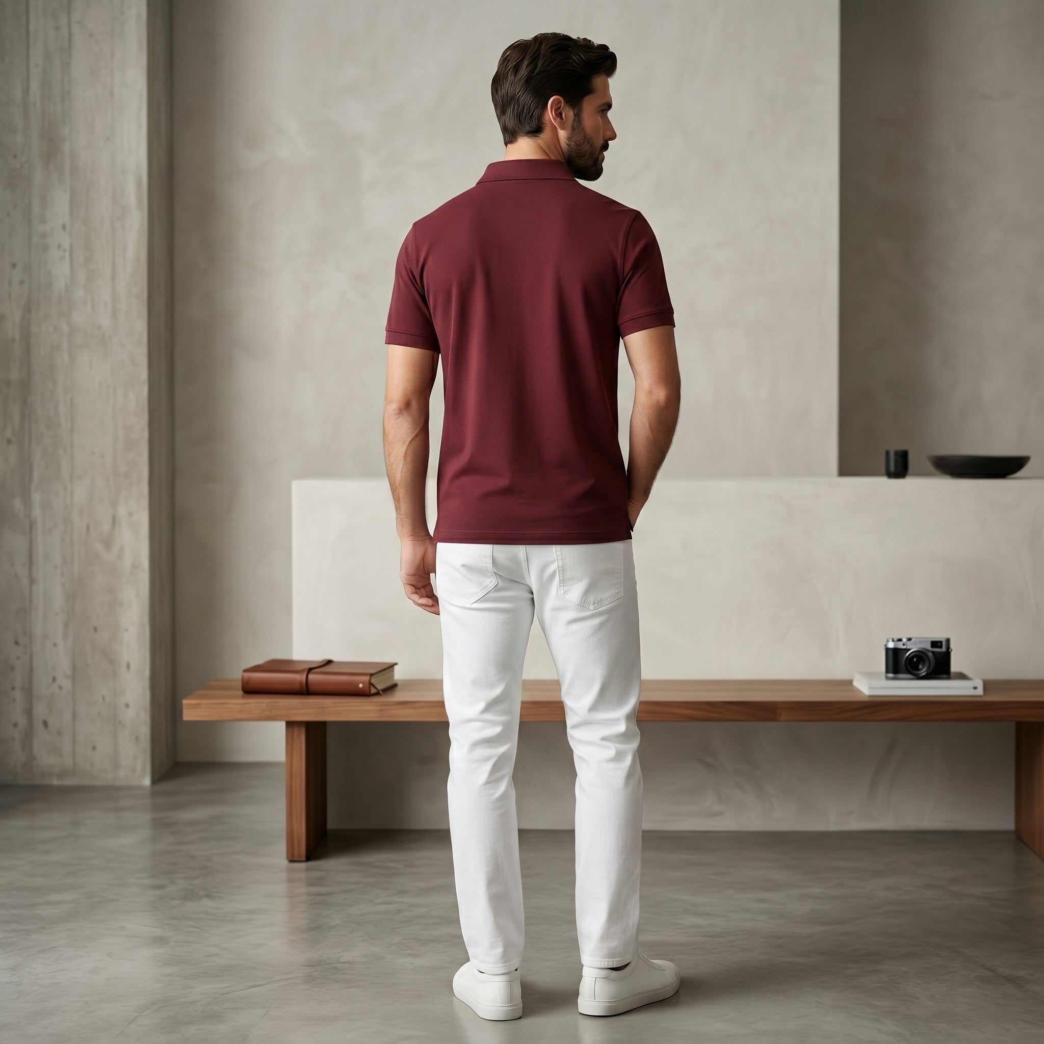 Urban Makos Maroon classic polo back view