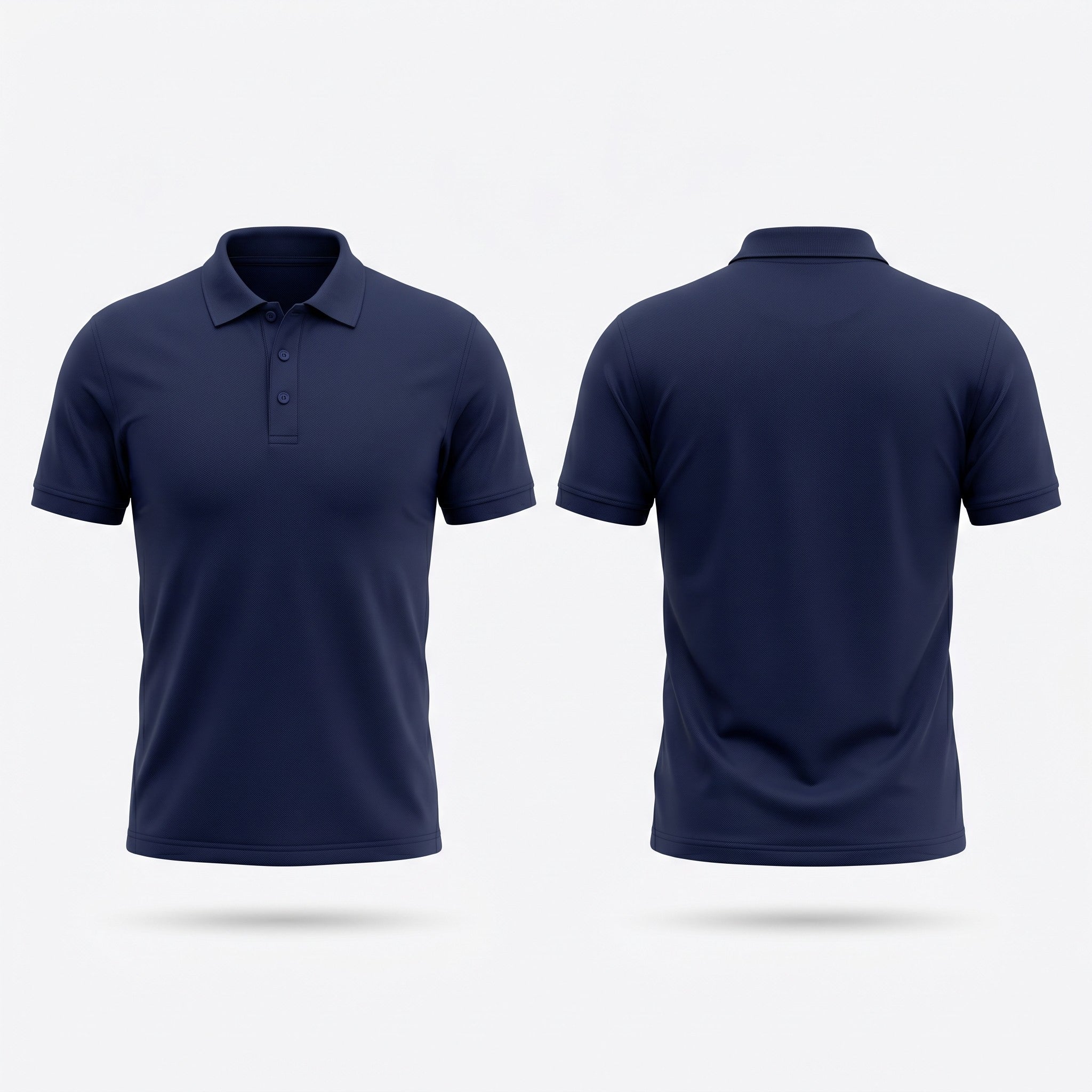 Urban Makos Navy Blue classic polo front and back view