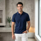 Urban Makos Navy Blue classic polo model view