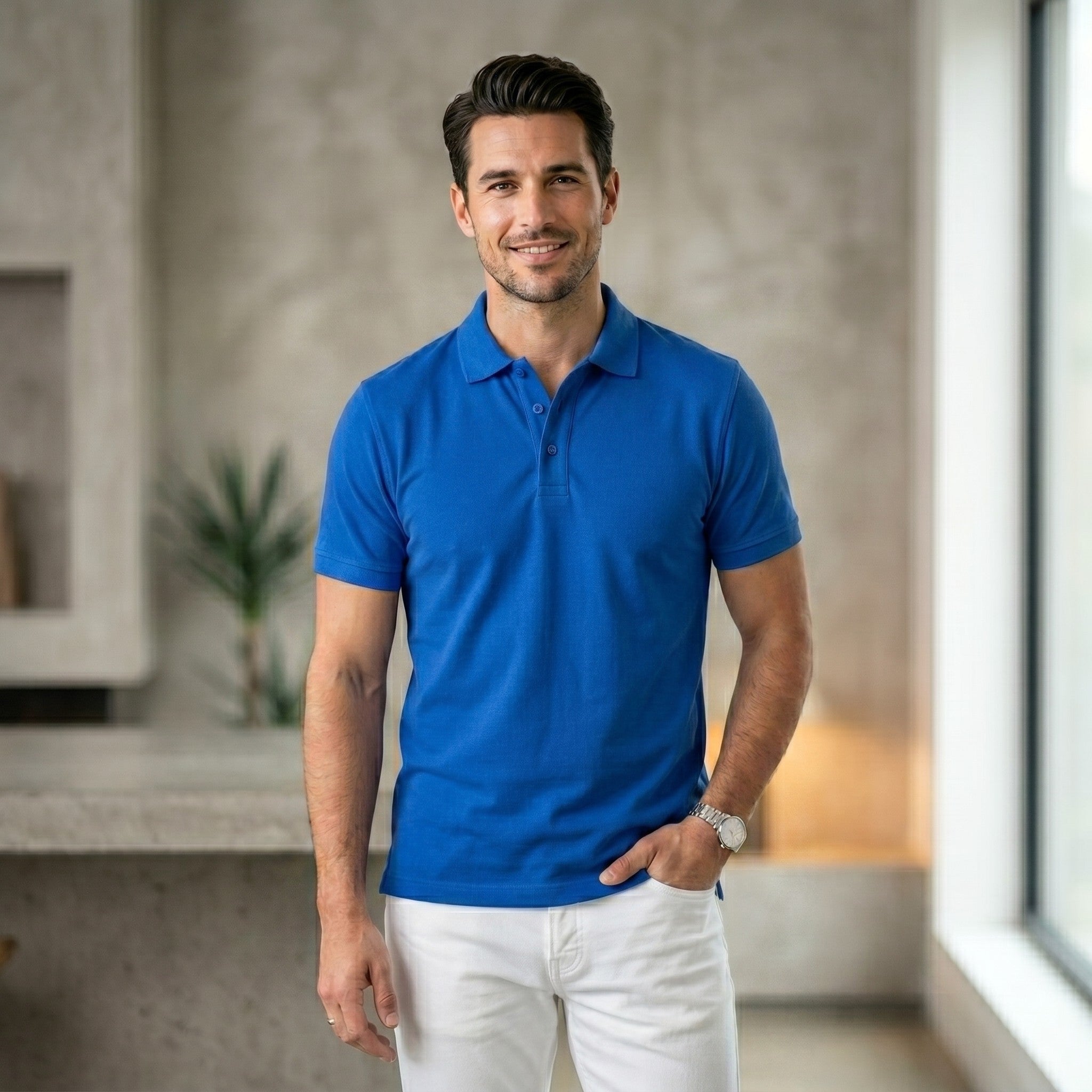 Urban Makos Royal Blue classic polo front view