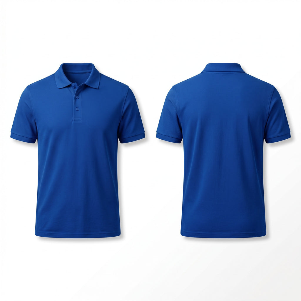 Urban Makos Royal Blue classic polo front and back view