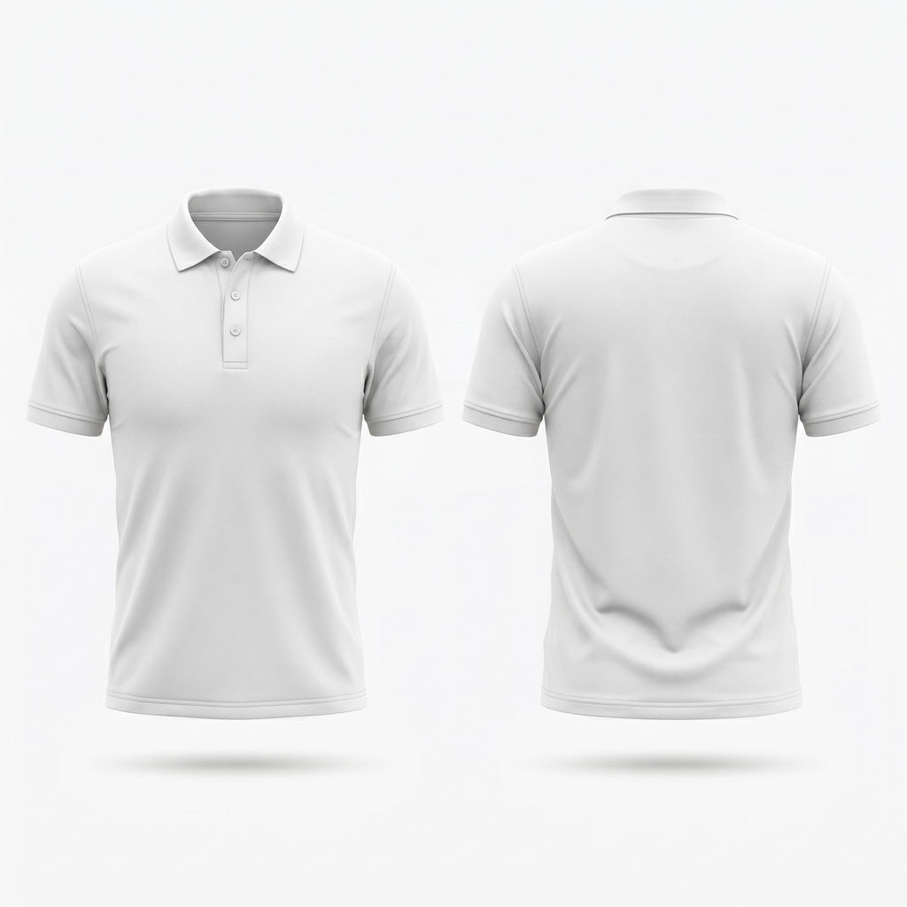 Urban Makos White classic polo front and back view