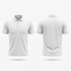 Urban Makos White classic polo front and back view