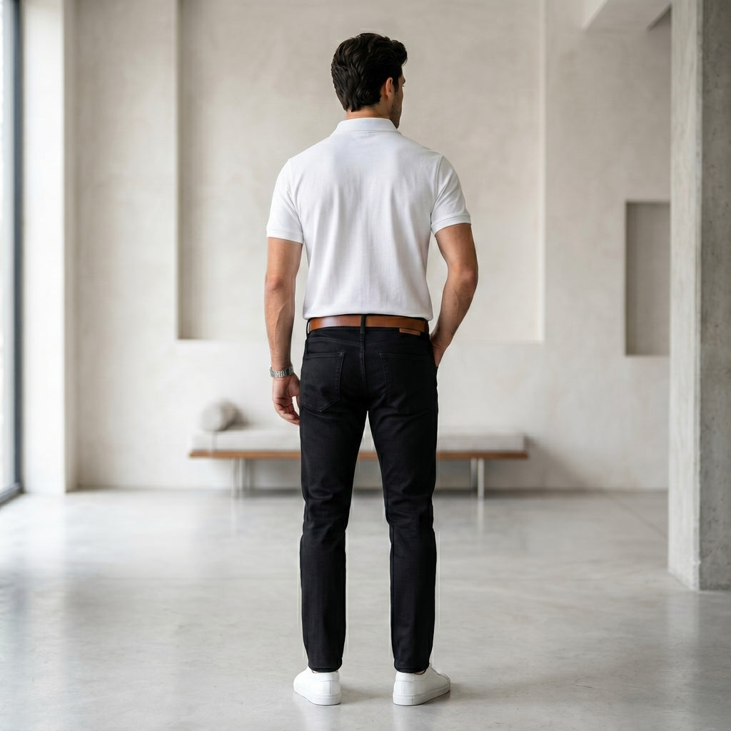 Urban Makos White classic polo back view