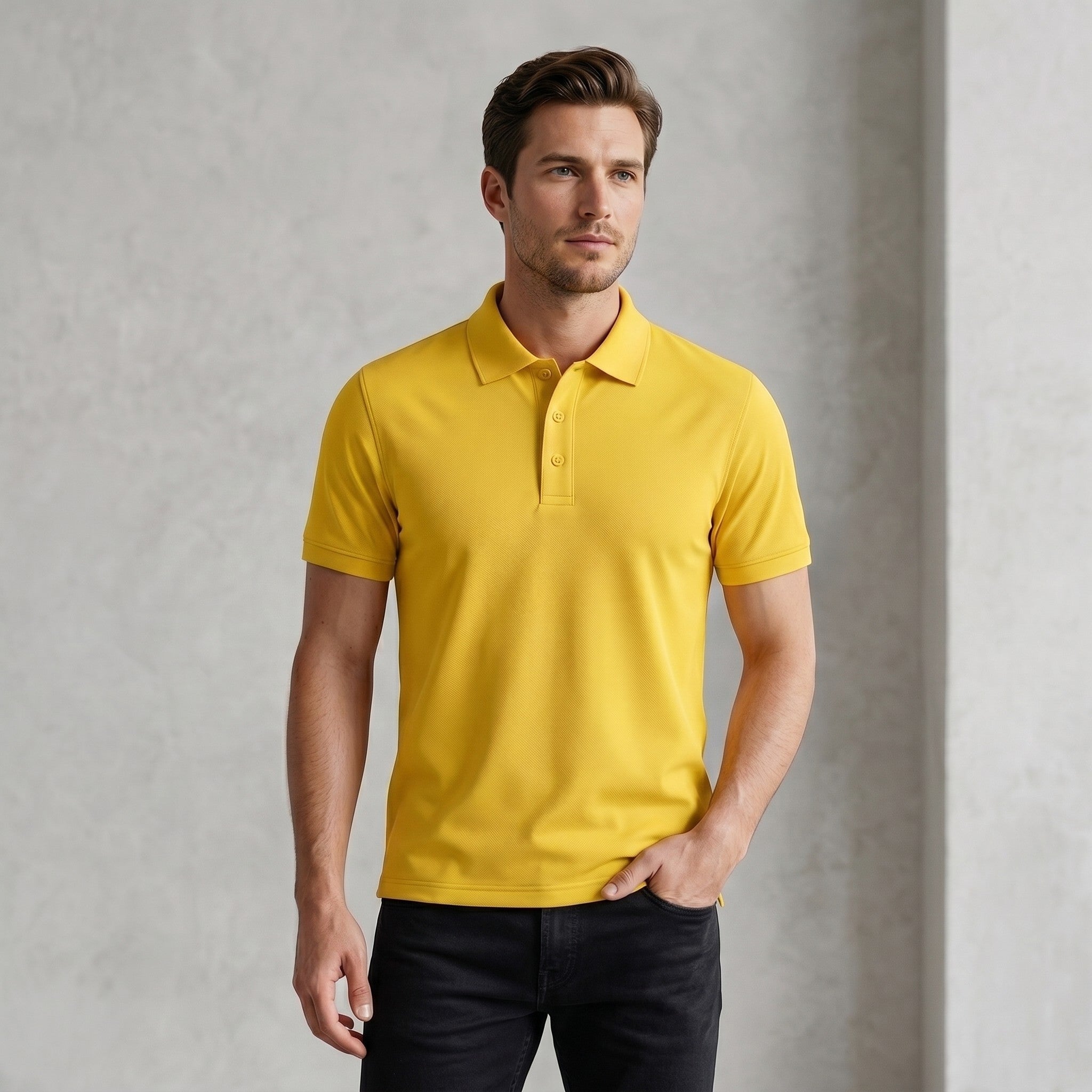 Urban Makos Yellow classic polo front view