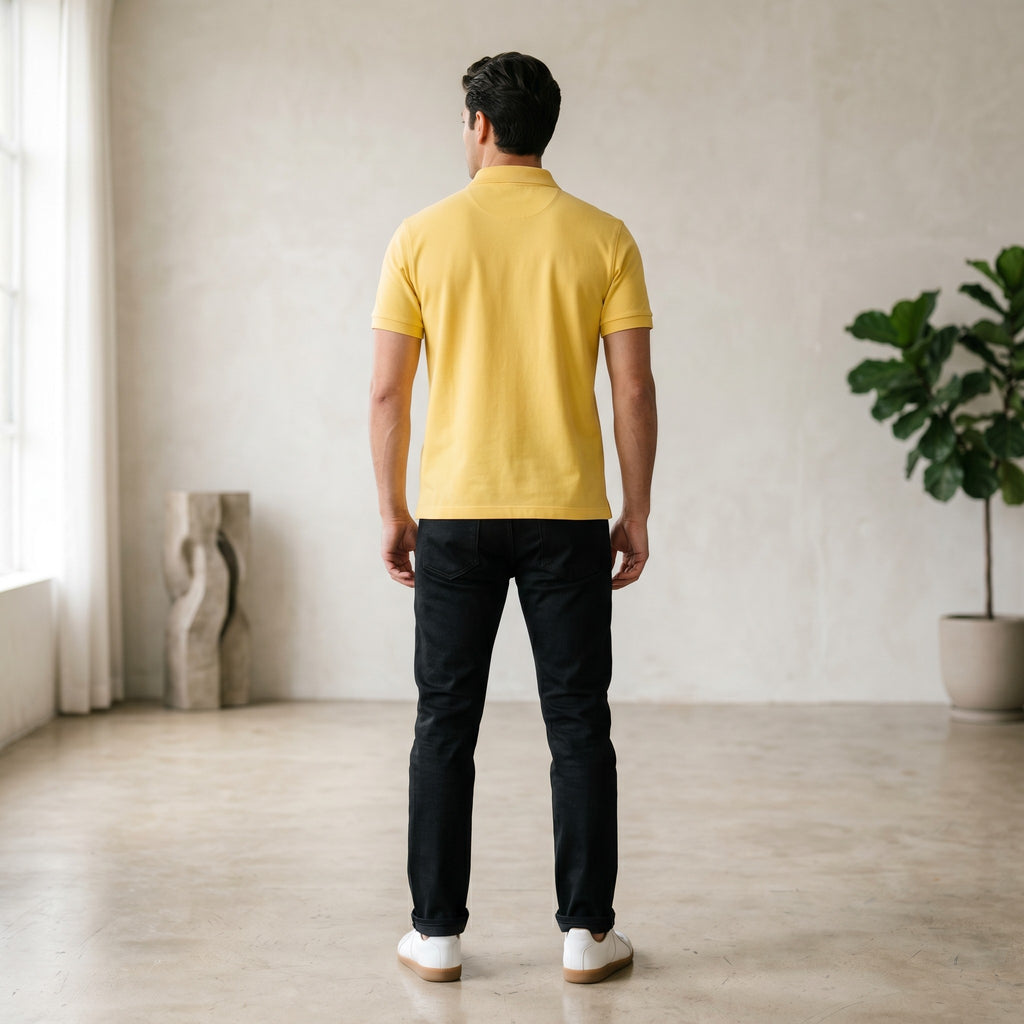 Urban Makos Yellow classic polo back view