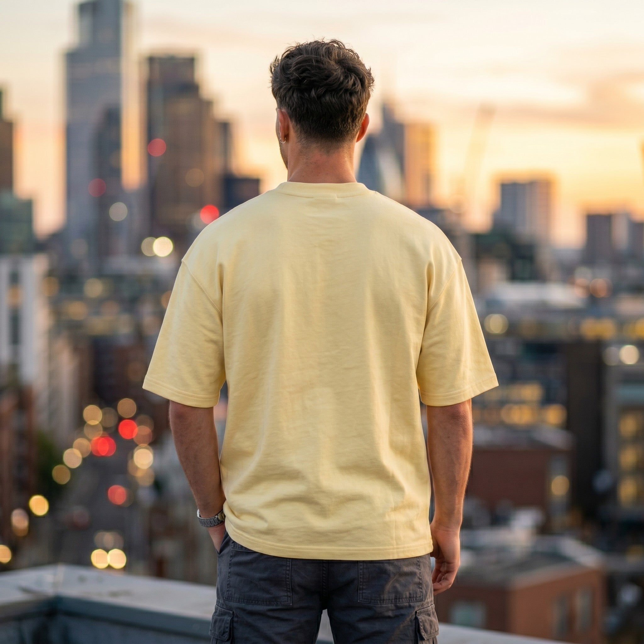 Urban Makos Butter Yellow oversized t-shirt back view