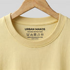 Urban Makos Butter Yellow oversized t-shirt neck detail