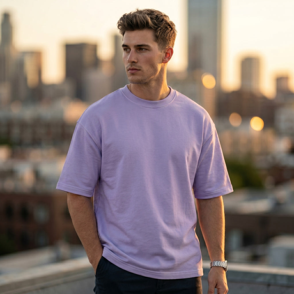 Urban Makos Lavender oversized t-shirt front view