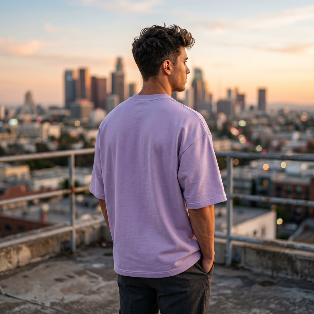 Urban Makos Lavender oversized t-shirt back view