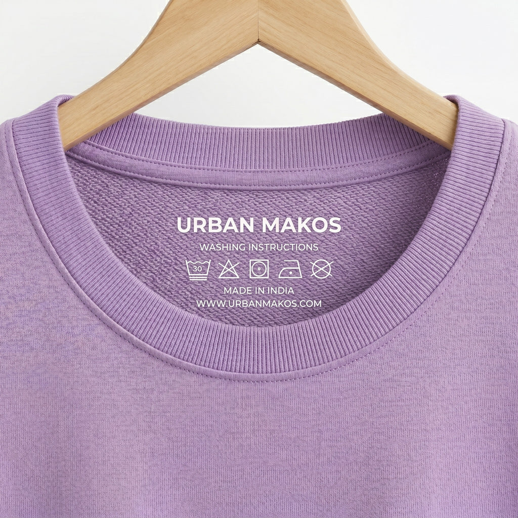 Urban Makos Lavender oversized t-shirt neck detail