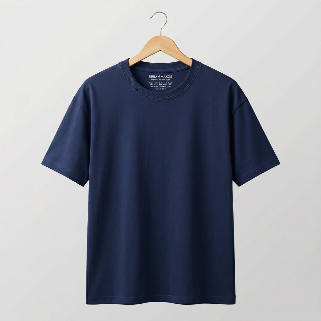 Urban Makos Oversized T-Shirt in Navy Blue
