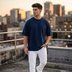 Urban Makos Navy Blue oversized t-shirt front view