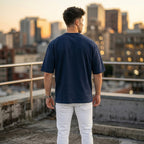 Urban Makos Navy Blue oversized t-shirt back view