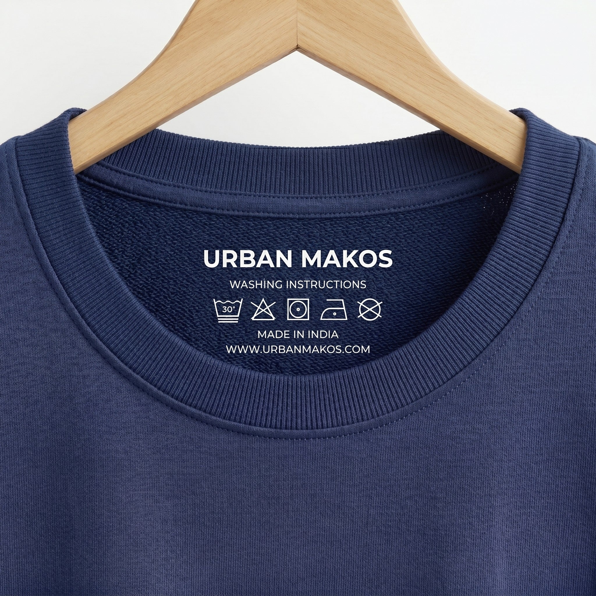 Urban Makos Navy Blue oversized t-shirt neck detail