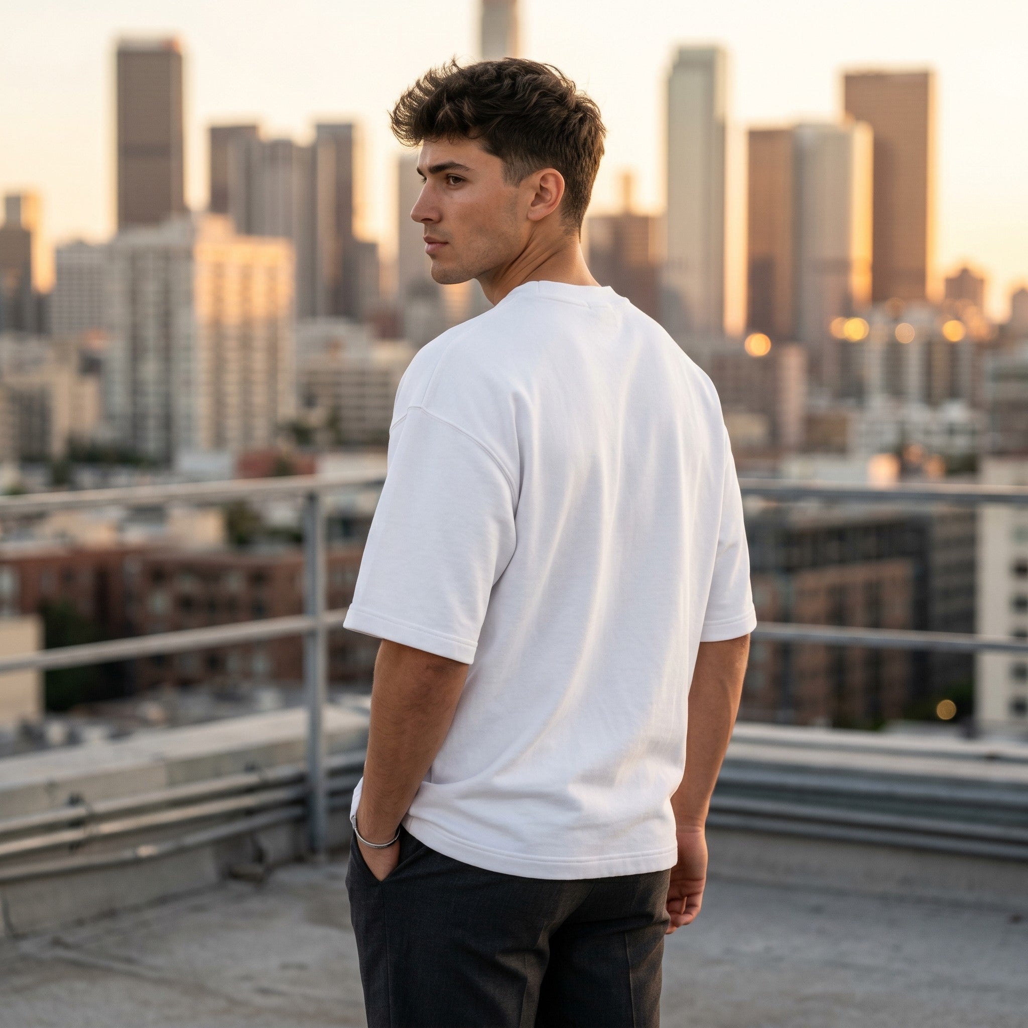 Urban Makos White oversized t-shirt side view