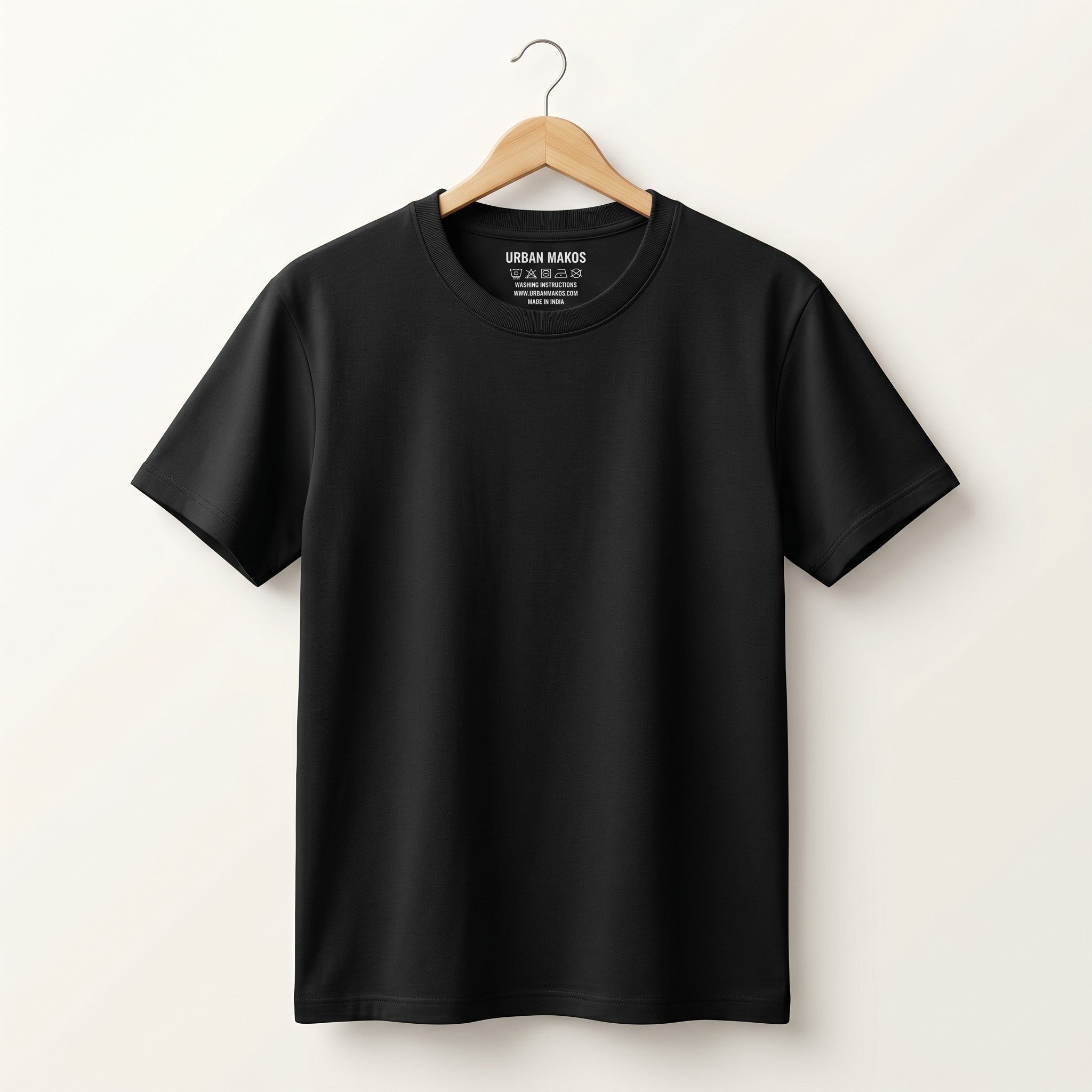 Urban Makos Essential Round Neck Tee in Black