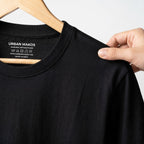 Urban Makos Black round neck fabric detail