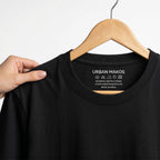 Urban Makos Black round neck collar close up