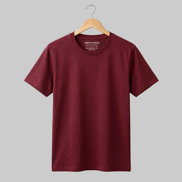 Urban Makos Essential Round Neck Tee - Maroon