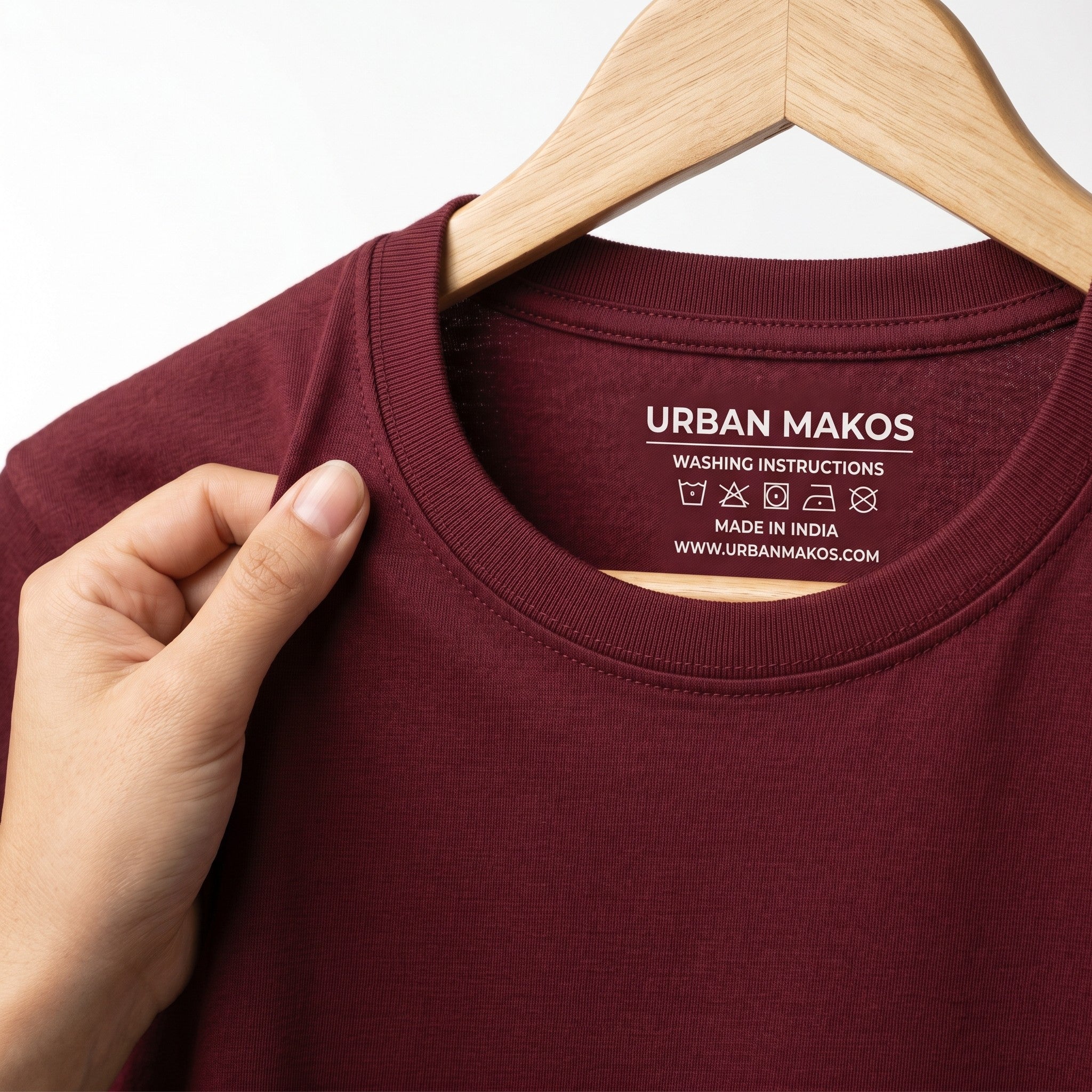 Urban Makos Maroon round neck collar detail