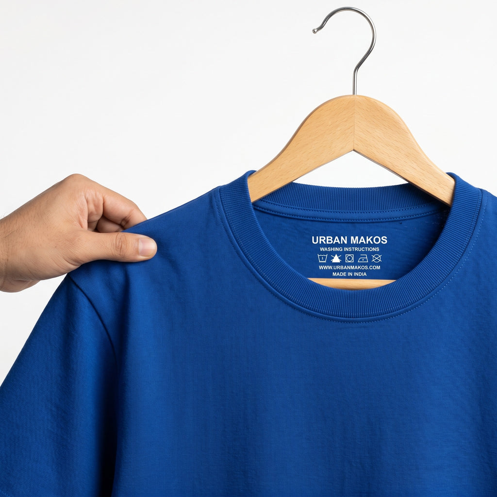 Urban Makos Royal Blue round neck collar detail