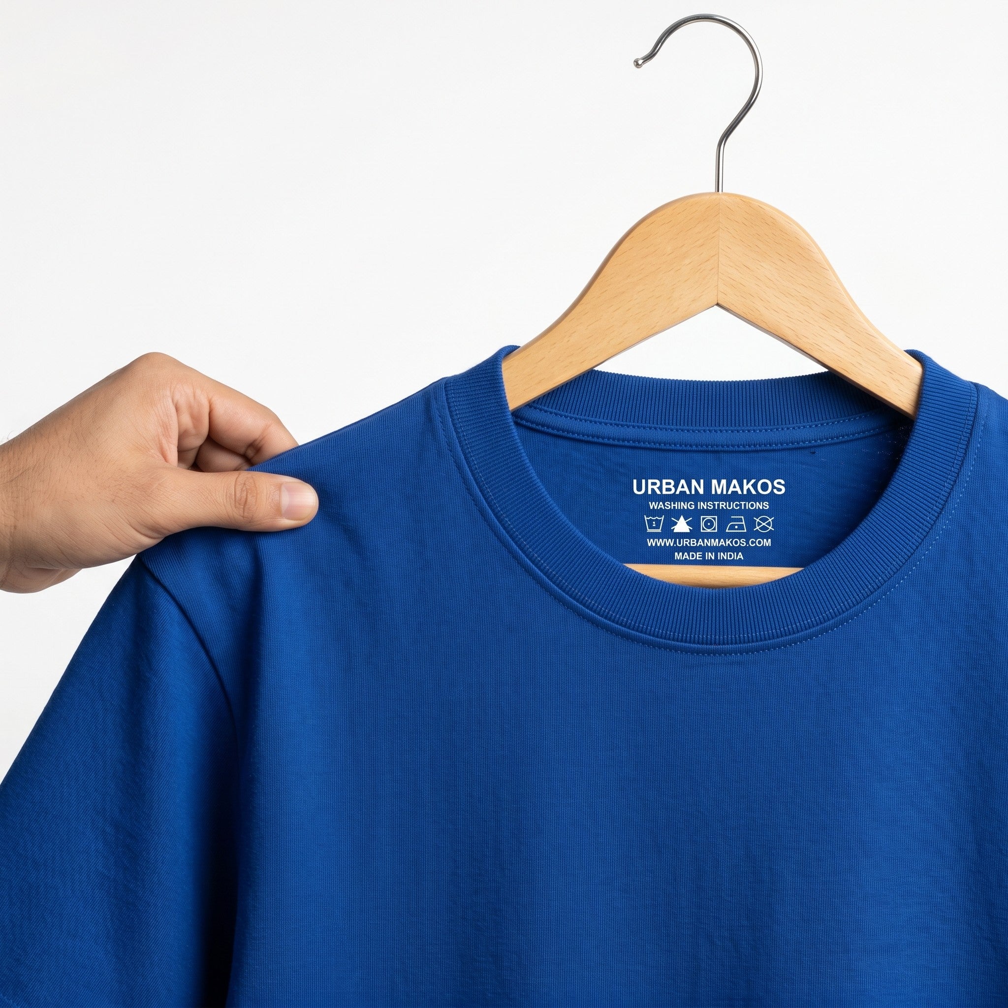 Urban Makos Royal Blue round neck collar detail