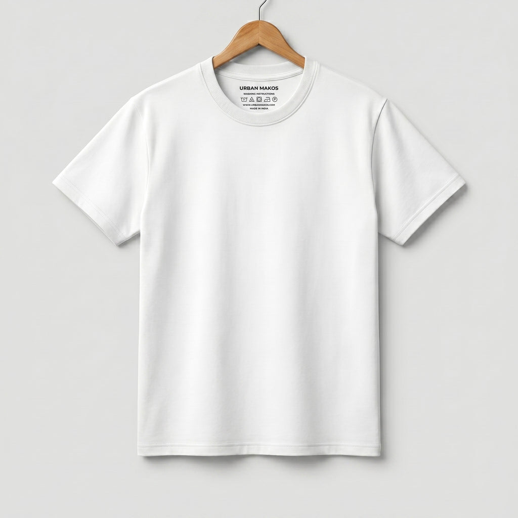 Urban Makos Essential Round Neck Tee in White