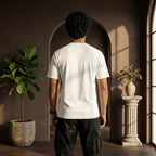 Urban Makos White round neck tee back view