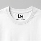 Urban Makos White round neck fabric close up